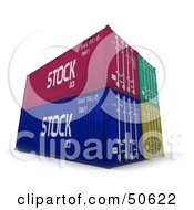 Royalty Free RF 3D Clipart Illustration Of Four Stacked Cargo Containers