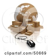 Royalty Free RF 3D Clipart Illustration Of A Globe With Boxes And A Computer Mouse Version 2 by Frank Boston #COLLC50669-0095