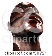 Royalty Free RF Clipart Illustration Of A Blood Red Metal Human Head Looking Upwards by MacX