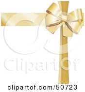 Royalty Free RF Clipart Illustration Of A Gold Ribbon And Bow Around A White Gift by MacX