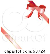 Royalty Free RF Clipart Illustration Of A Red Diagonal Ribbon And Bow On A White Gift by MacX