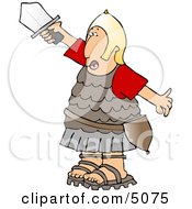 Roman Army Soldier Going Into Battle With A Sword Clipart