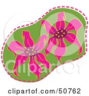 Poster, Art Print Of Flower Design Outlined In Dashes - Version 1