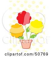 Poster, Art Print Of Three Flowers In A Pot