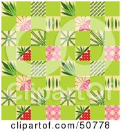 Green Background Pattern Of Flowers And Bamboo