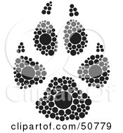 Poster, Art Print Of Black And White Inkblot Dog Animal Paw Print