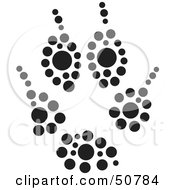 Royalty Free RF Clipart Illustration Of A Black And White Inkblot Fox Animal Paw Print