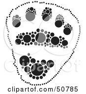 Poster, Art Print Of Black And White Inkblot Bear Animal Paw Print