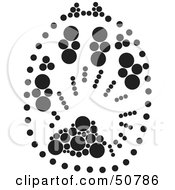 Royalty Free RF Clipart Illustration Of A Black And White Inkblot In The Shape Of An Animal Paw Print