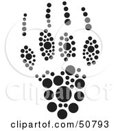 Royalty Free RF Clipart Illustration Of A Black And White Inkblot Skunk Animal Paw Print by Cherie Reve
