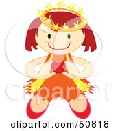Royalty Free RF Clipart Illustration Of A Happy Crowned Angel Holding A Heart