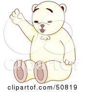 Royalty Free RF Clipart Illustration Of A Friendly White Teddy Bear Sitting And Waving by Cherie Reve