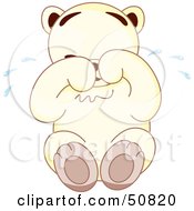 Poster, Art Print Of Sad White Teddy Bear Sitting And Crying