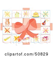 Royalty Free RF Clipart Illustration Of A Birthday Wrapping Paper Background With A Pink Bow