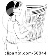 Poster, Art Print Of Little Black And White Girl Holding A Newspaper