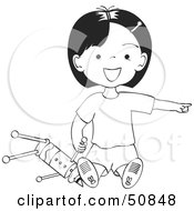 Poster, Art Print Of Friendly Black And White Girl Pointing A Nd Playing With A Toy