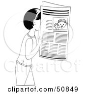 Poster, Art Print Of Black And White Girl Reading A Newspaper
