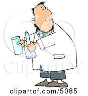 Male Chemist With Two Beakers Clipart