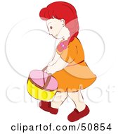 Royalty Free RF Clipart Illustration Of A Little Girl Carrying A Basket