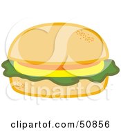 Poster, Art Print Of Fast Food Cheeseburger With Lettuce On A Bun