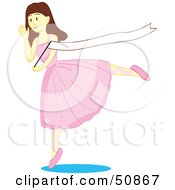 Poster, Art Print Of Dancing Brunette Ballerina Girl Waving A Blank Banner