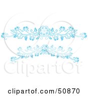 Poster, Art Print Of Two Blue Floral Header Scrolls