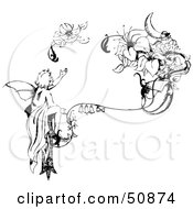 Poster, Art Print Of Black And White Injured Fairy Reaching For Its Broken Wing
