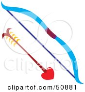 Poster, Art Print Of Blue Bow With A Heart Arrow