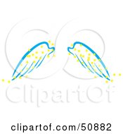 Poster, Art Print Of Pair Of Blue Angel Wings With Yellow Magic Stars