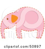 Royalty Free RF Clipart Illustration Of A Pink Elephant With An Orange Ear And Dotted Outline by Cherie Reve