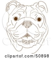 Poster, Art Print Of Friendly Bulldog Face Made Of Brown Dots