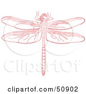 Royalty Free RF Clipart Illustration Of A Dragonfly Made Of Red Dots