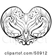 Royalty Free RF Clipart Illustration Of A Black And White Floral Heart by Cherie Reve