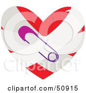 Royalty Free RF Clipart Illustration Of A Cracked Heart Wrapped With Bandages And Sealed With A Pin by Cherie Reve