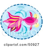 Poster, Art Print Of Swimming Pink Fish In Blue Water