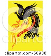 Royalty Free RF Clipart Illustration Of A Flying Black Fantasy Phoenix by Cherie Reve