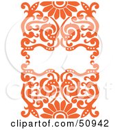 Ornate Orange Floral Background With Space For Text