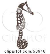 Royalty Free RF Clipart Illustration Of A Brown Seahorse In Profile by Cherie Reve