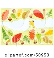 Poster, Art Print Of Little Worm Nibbling On A Background Surrounded By Leaves And Acorns