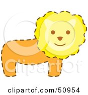 Poster, Art Print Of Happy Male Lion With A Brown Dash Outline