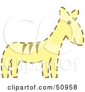 Friendly Yellow Zebra With A Brown Dash Outline
