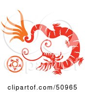 Poster, Art Print Of Oriental Dragon With A Ring - Version 2