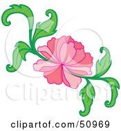 Royalty Free RF Clipart Illustration Of A Pink Oriental Flower In Bloom by Cherie Reve