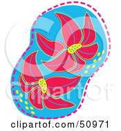 Poster, Art Print Of Flower Design Outlined In Dashes - Version 4