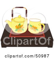 Royalty Free RF Clipart Illustration Of A Tea Pot Resting On A Counter by Cherie Reve