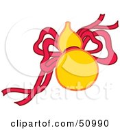 Royalty Free RF Clipart Illustration Of A Yellow Oriental Fruit With Red Ribbons by Cherie Reve