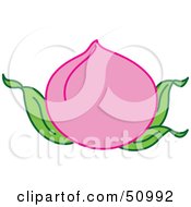 Royalty Free RF Clipart Illustration Of A Plump Pink Plum With Leaves by Cherie Reve