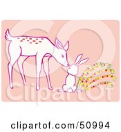 Poster, Art Print Of Deer Sniffing A Rabbit