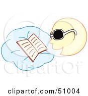 Poster, Art Print Of Boy Reading A Book And Wearing Sunglasses