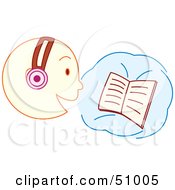 Poster, Art Print Of Boy Reading A Book And Wearing Headphones